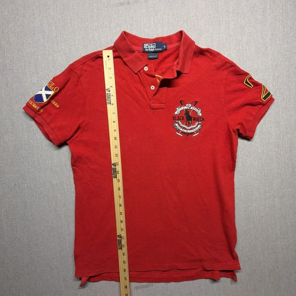 Polo Ralph Lauren Blackwatch‎ Polo Team Shirt Custom Fit Large Red